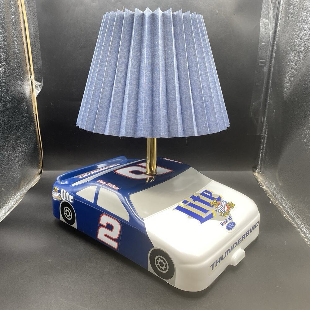 Vintage NASCAR Rusty Wallace #2 Desk Lamp. Ford Thunderbird, Miller Lite. Works